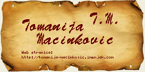 Tomanija Mačinković vizit kartica